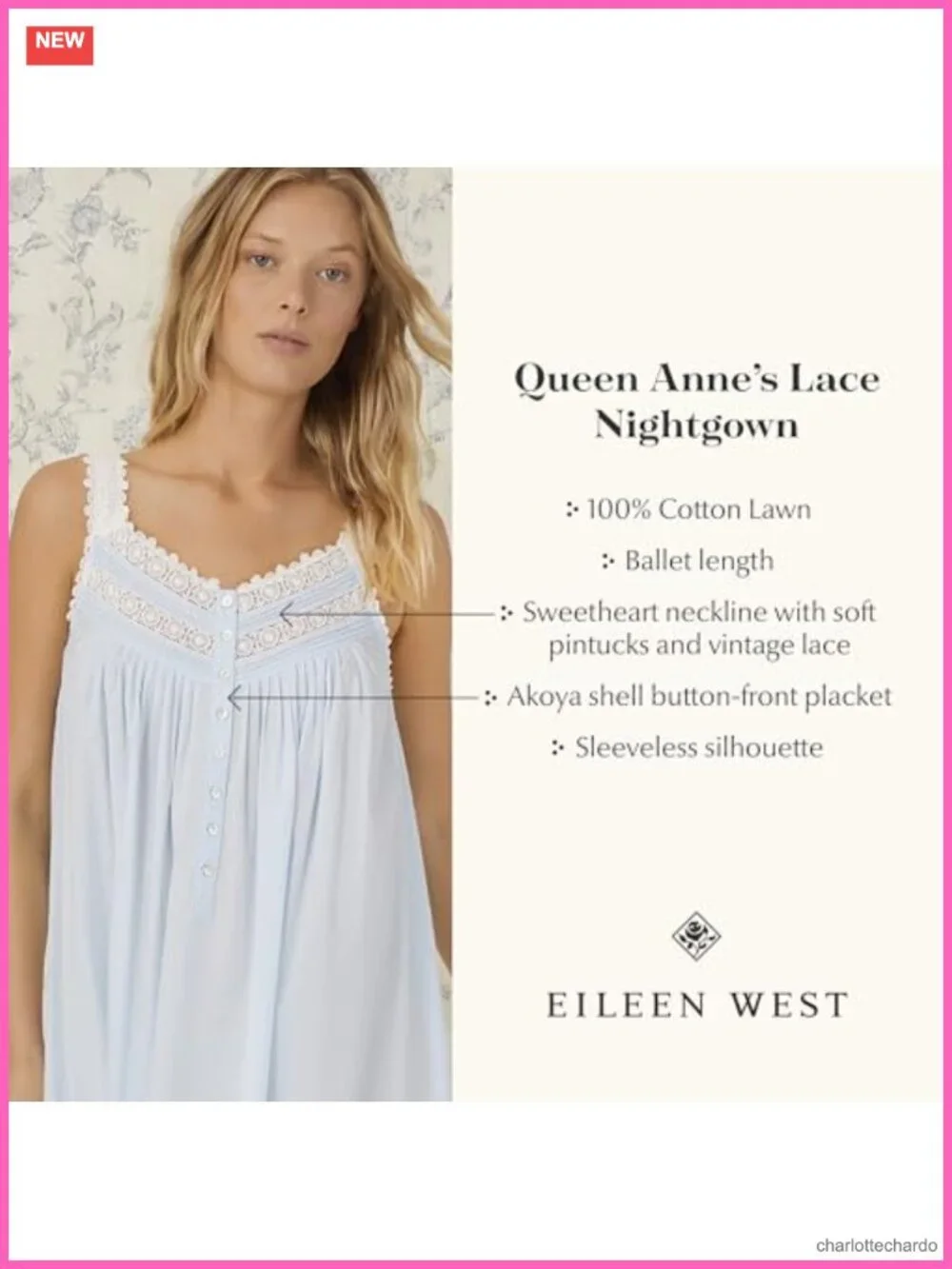 Eileen West Queen Anne's Lace Cotton Nightgown Sleepwear Loungewear